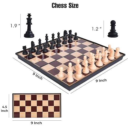 9x9 Inch Magnetic Foldable Chess Board Set – Portable Travel Game for Kids, Students & Adults - View 2