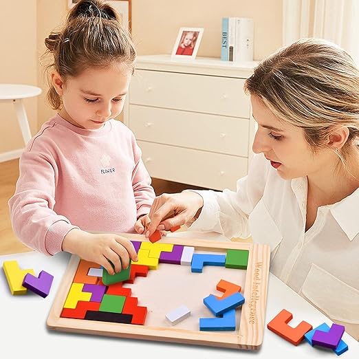 Lefan 40-Piece Wooden Puzzle Blocks Set – Educational Toy for Kids Ages 3–8 | Safe, Durable & Creative Play - View 2